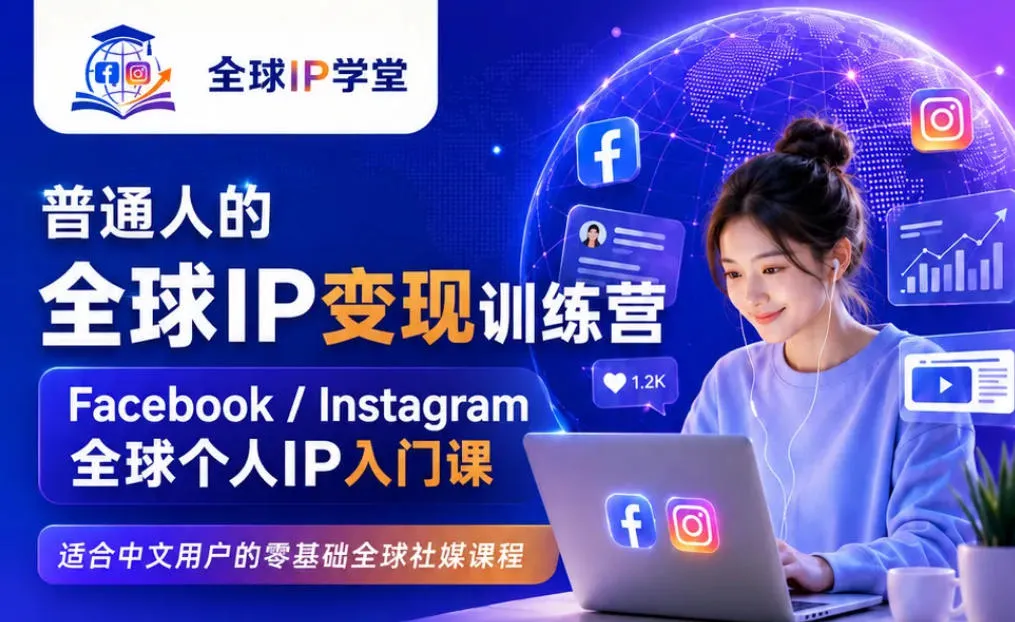 普通人的全球IP变现训练营,Facebook/Instagram全球个人IP入门课,零基础全球社媒课程 - 网创在线
