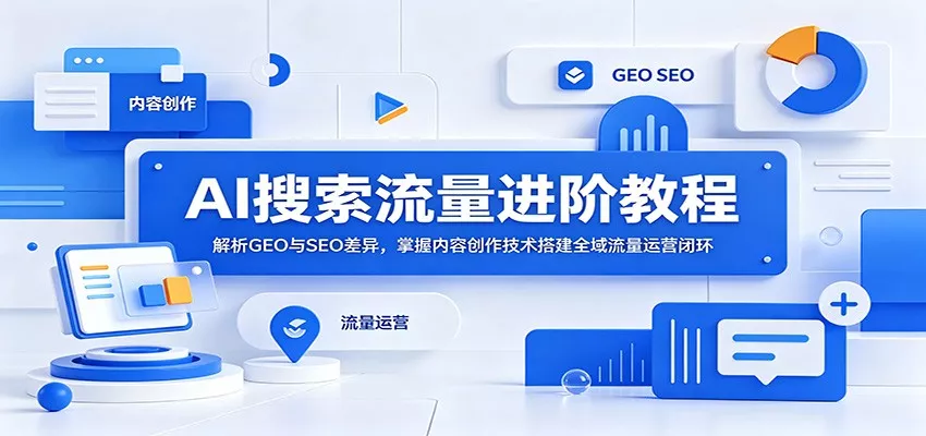 AI搜索流量进阶教程：解析GEO与SEO差异，掌握内容创作技术搭建全域流量运营闭环 - 网创在线