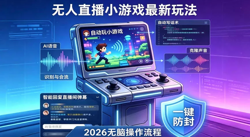 2026年AI无人直播小游戏全流程，不违规不封号，开启创业副业增收之路，小白月入1w+【揭秘】 - 网创在线