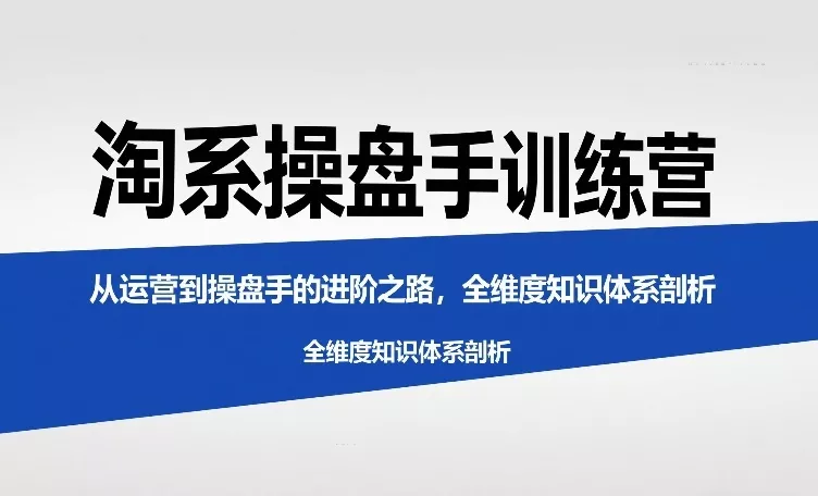 淘系操盘手训练营，从运营到操盘手的进阶之路，全维度知识体系剖析 - 网创在线