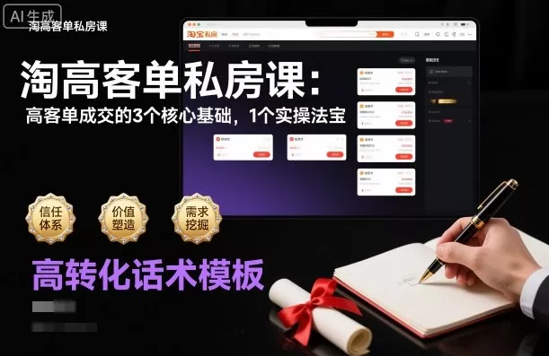 淘高客单私房课：高客单成交的3个核心基础，1个实操法宝 - 网创在线