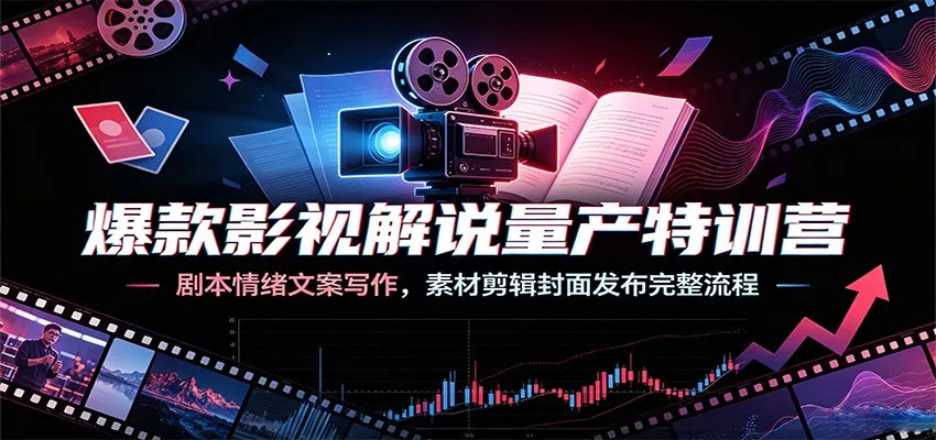 爆款影视解说量产特训营：剧本情绪文案写作，素材剪辑封面发布完整流程 - 网创在线