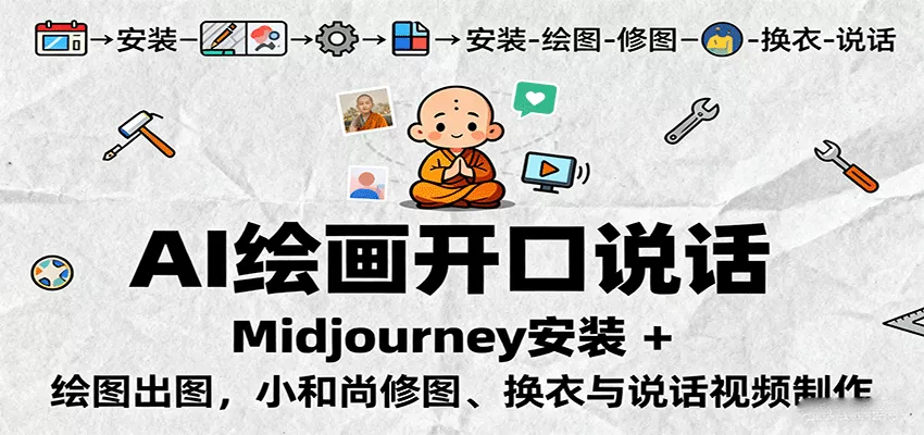 AI绘画开口说话，Midjourney安装 + 绘图出图，小和尚修图、换衣与说话视频制作 - 网创在线
