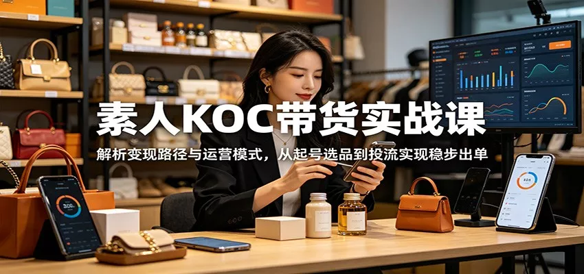 素人KOC带货实战课：解析变现路径与运营模式，从起号选品到投流实现稳步出单 - 网创在线