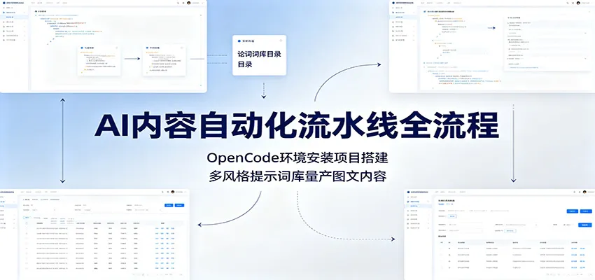 AI内容自动化流水线全流程：OpenCode环境安装项目搭建，多风格提示词库量产图文内容 - 网创在线