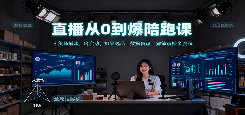 直播从0到爆陪跑课：人货场搭建，冷启动，排品选品，数据复盘，解锁直播全流程 - 网创在线