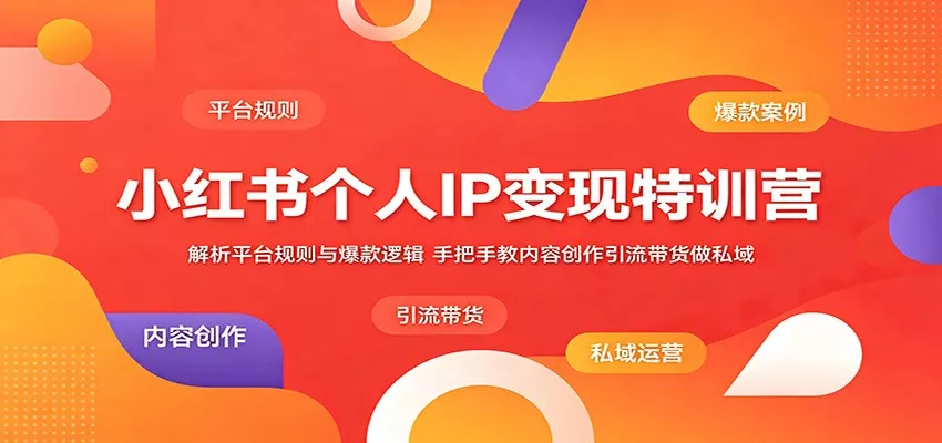 小红书个人IP变现特训营：解析平台规则与爆款逻辑，手把手教内容创作引流带货做私域 - 网创在线