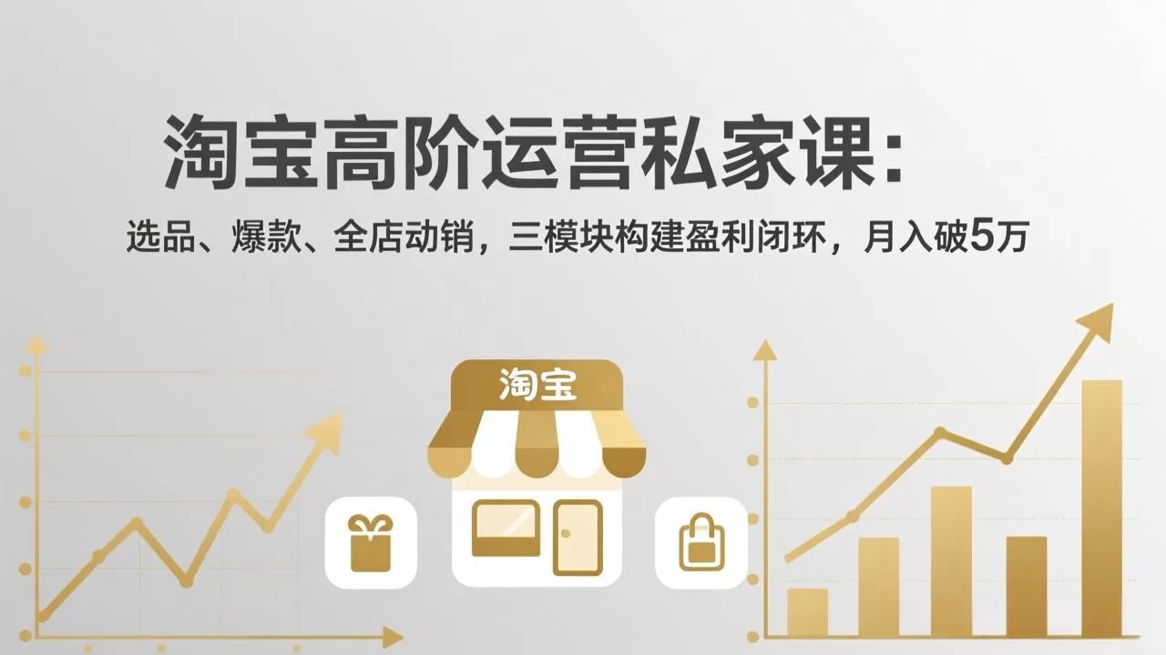 淘宝高阶运营私家课：选品、爆款、全店动销，三模块构建盈利闭环，月入破5万(更新26年2月 - 网创在线