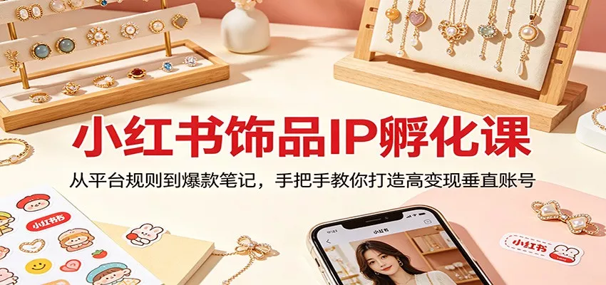 小红书饰品IP孵化课：从平台规则到爆款笔记，手把手教你打造高变现垂直账号 - 网创在线