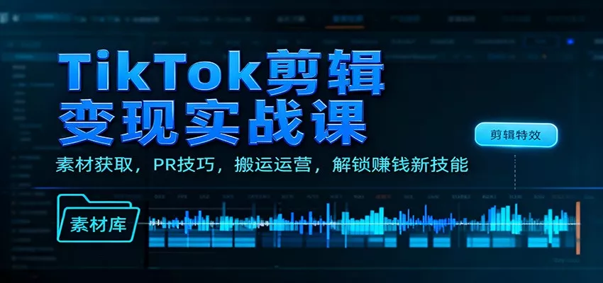 TikTok剪辑变现实战课：素材获取，PR技巧，搬运运营，解锁赚钱新技能 - 网创在线