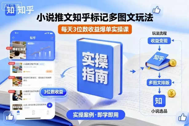 小说推文知乎标记多图文玩法，每天3位数收益爆单实操课 - 网创在线