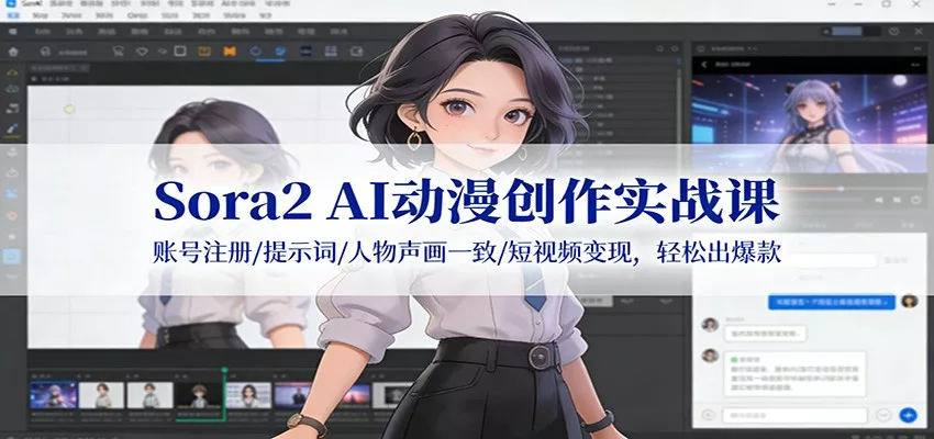Sora2 AI动漫创作实战课：账号注册/提示词/人物声画一致/短视频变现，轻松出爆款 - 网创在线