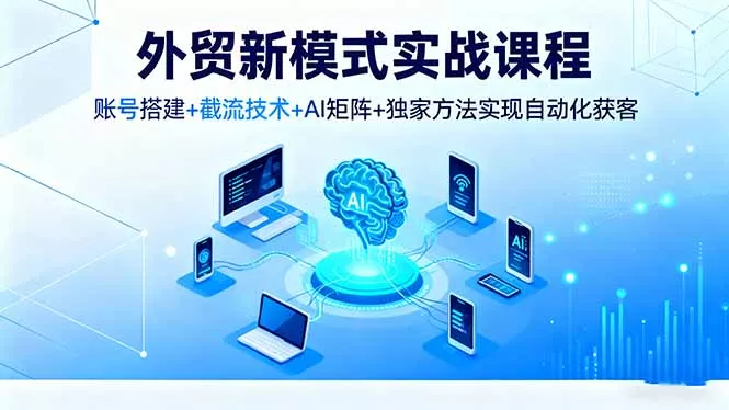 外贸新模式实战课程，账号搭建+截流技术+AI矩阵+独家方法实现自动化获客 - 网创在线