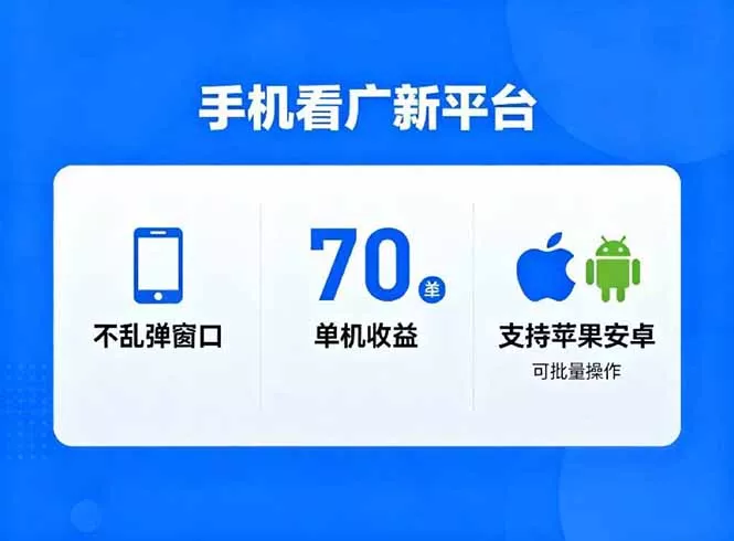 看广新平台，不乱弹窗口，单机做到了70加，支持苹果和安卓可批量，做到了日入1万+ - 网创在线