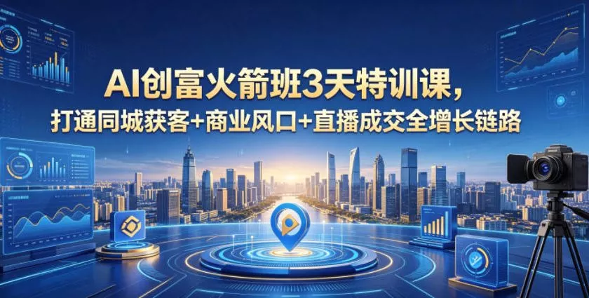AI创富火箭班3天特训课，打通同城获客+商业风口+直播成交全增长链路，2026年4月新课 - 网创在线