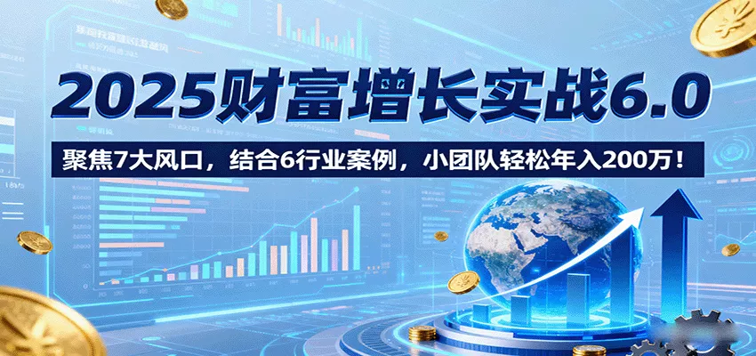 2025财富增长实战6.0，聚焦7大风口，结合6行业案例，小团队轻松年入200万！ - 网创在线
