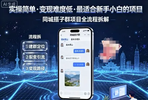 实操简单，变现难度低，最适合新手小白做的项目，每天轻松收入3张，同城搭子群项目全流程拆解 - 网创在线