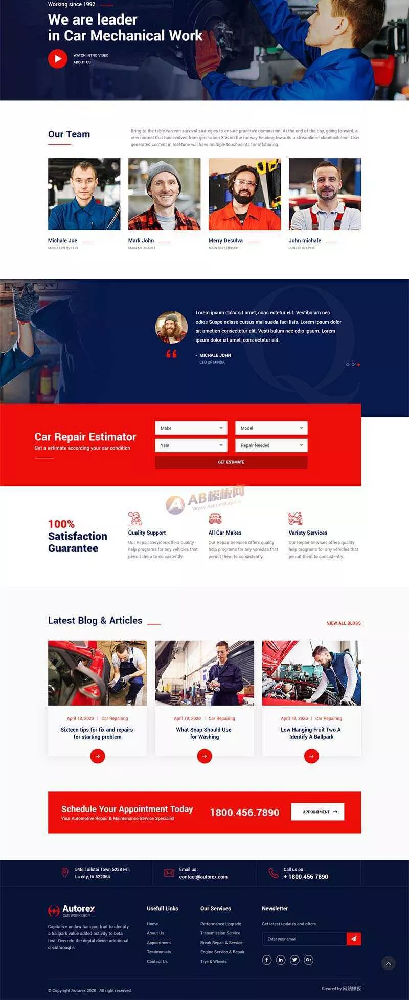bootstrap汽车服务汽车维修企业网站HTML模板 - 网创在线