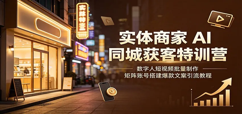实体商家AI同城获客特训营：数字人短视频批量制作，矩阵账号搭建爆款文案引流教程 - 网创在线
