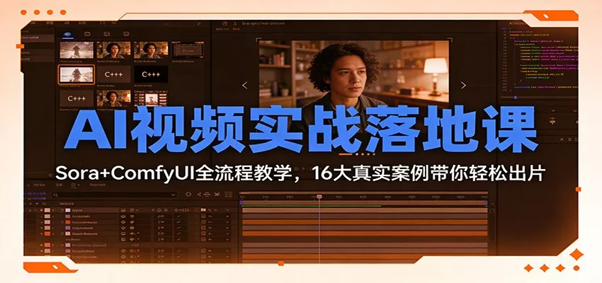 AI视频实战落地课：Sora+ComfyUI全流程教学，16大真实案例带你轻松出片 - 网创在线