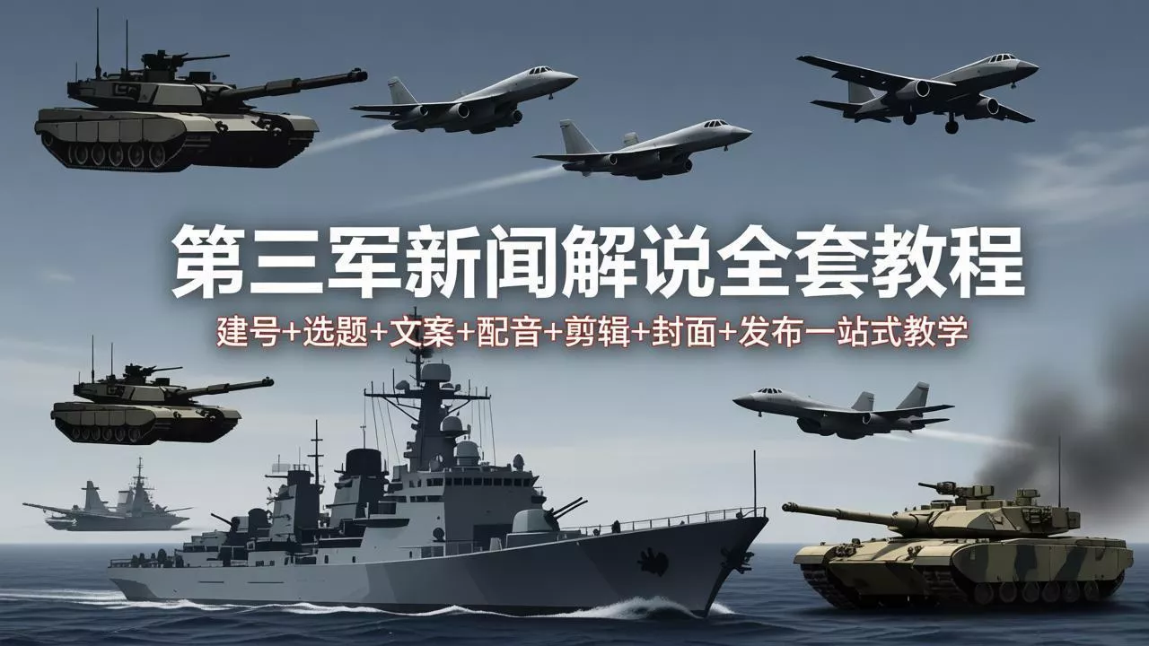第三军迷新闻解说全套教程：建号+选题+文案+配音+剪辑+封面+发布一站式教学 - 网创在线