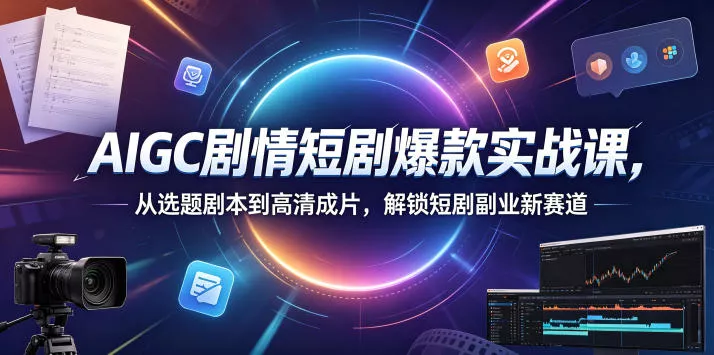 AIGC剧情短剧爆款实战课，从选题剧本到高清成片，解锁短剧副业新赛道 - 网创在线