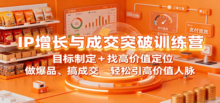 IP增长与成交突破训练营：目标制定+找高价值定位，做爆品、搞成交，轻松引高价值人脉 - 网创在线