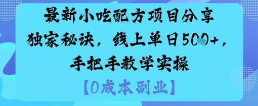 最新小吃配方项目分享独家秘诀，线上单日5张，手把手教学实操 - 网创在线