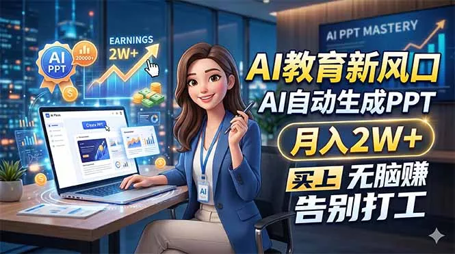 AI教育新风口，AI自动生成PPT，月入2W+，无脑赚，告别打工 - 网创在线