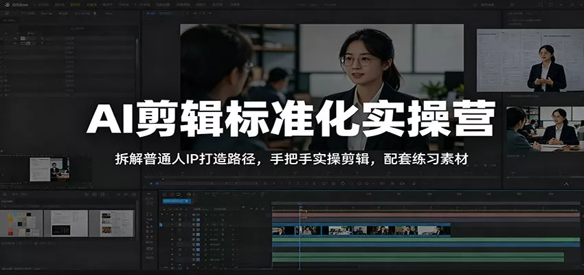 AI剪辑标准化实操营：拆解普通人IP打造路径，手把手实操剪辑，配套练习素材 - 网创在线