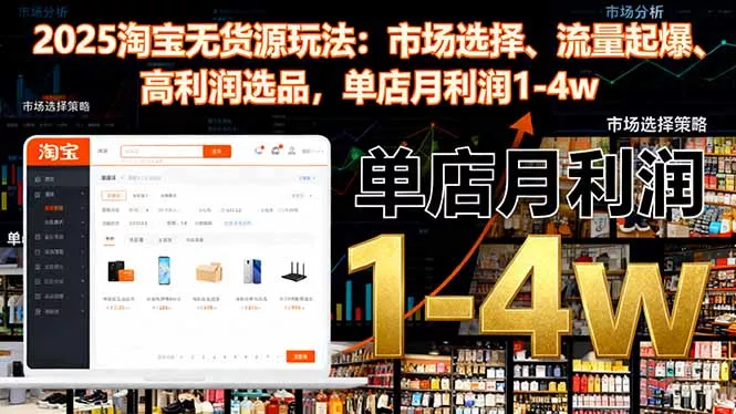 2025淘宝无货源玩法：市场选择、流量起爆、高利润选品，单店月利润1-4w - 网创在线