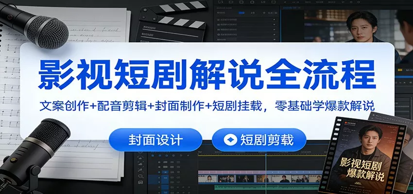 影视短剧解说全流程：文案创作+配音剪辑+封面制作+短剧挂载，零基础学爆款解说 - 网创在线