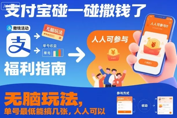 支付宝碰一碰撒钱了，无脑玩法，单号最低能搞几张，人人可以撸【揭秘】 - 网创在线