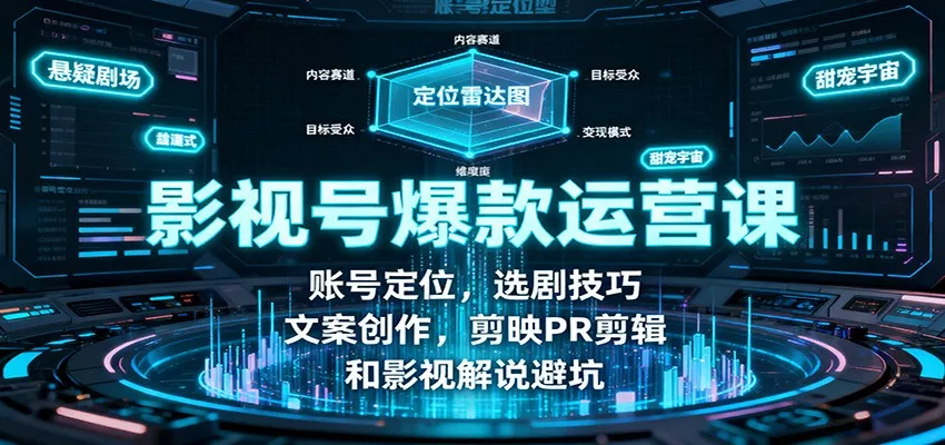 影视号爆款运营课：账号定位，选剧技巧，文案创作，剪映PR剪辑和影视解说避坑 - 网创在线