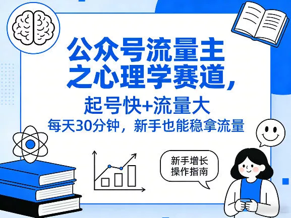 公众号流量主之心理学赛道，起号快+流量大，每天30分钟，新手也能稳拿流量！ - 网创在线