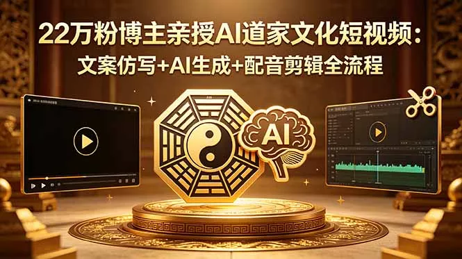 22万粉博主亲授AI道家文化短视频：文案仿写+AI生成+配音剪辑全流程 - 网创在线