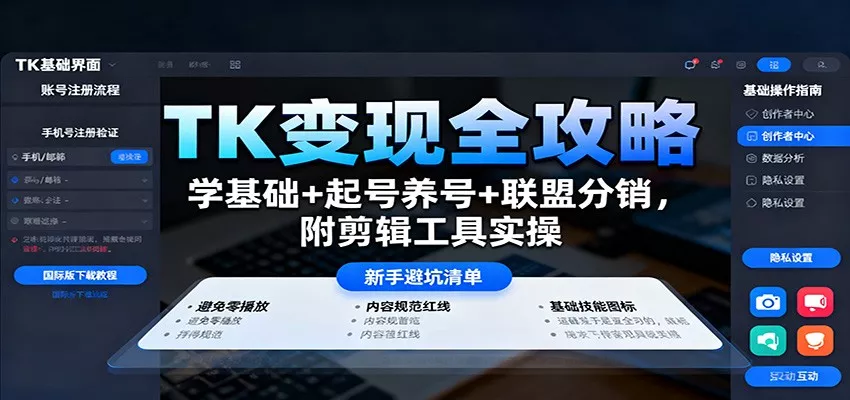 TK变现全攻略：学基础+起号养号+联盟分销，附剪辑工具实操 - 网创在线