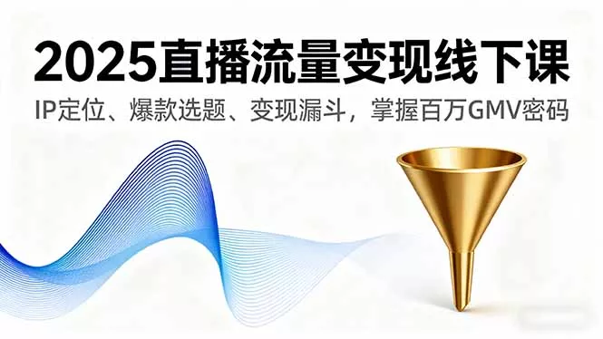 2025直播流量变现线下课，IP定位、爆款选题、变现漏斗，掌握百万GMV密码 - 网创在线