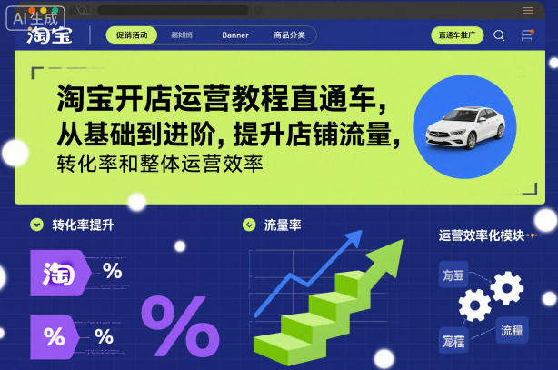 淘宝开店运营教程直通车，从基础到进阶，提升店铺流量，转化率和整体运营效率(更新11月)