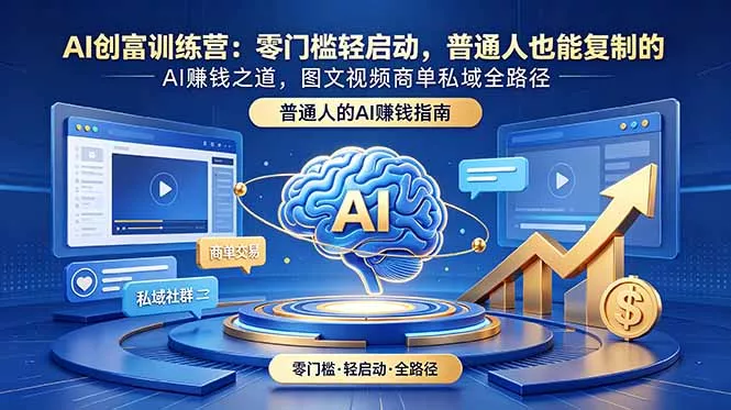 AI创富训练营：零门槛轻启动，普通人也能复制的AI赚钱之道，图文视频商单私域全路径 - 网创在线