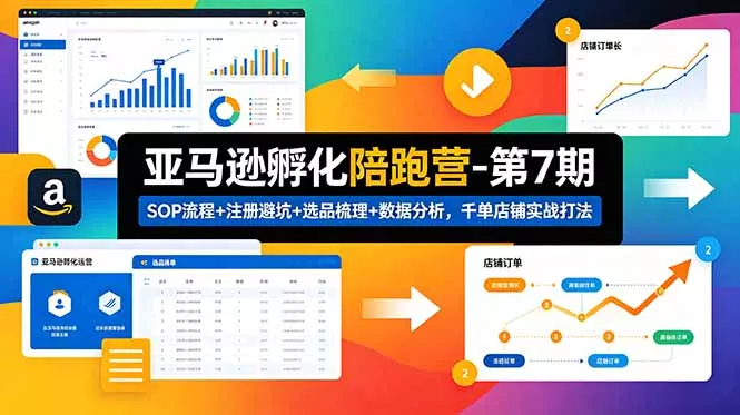 亚马逊孵化陪跑营-第7期：SOP流程+注册避坑+选品梳理+数据分析，千单店铺实战打法(更新0625 - 网创在线