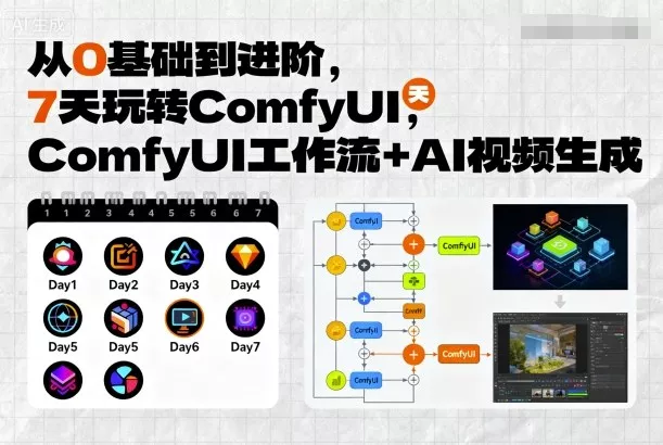 从0基础到进阶，7天玩转ComfyUI，Comfyui工作流+AI视频生成 - 网创在线