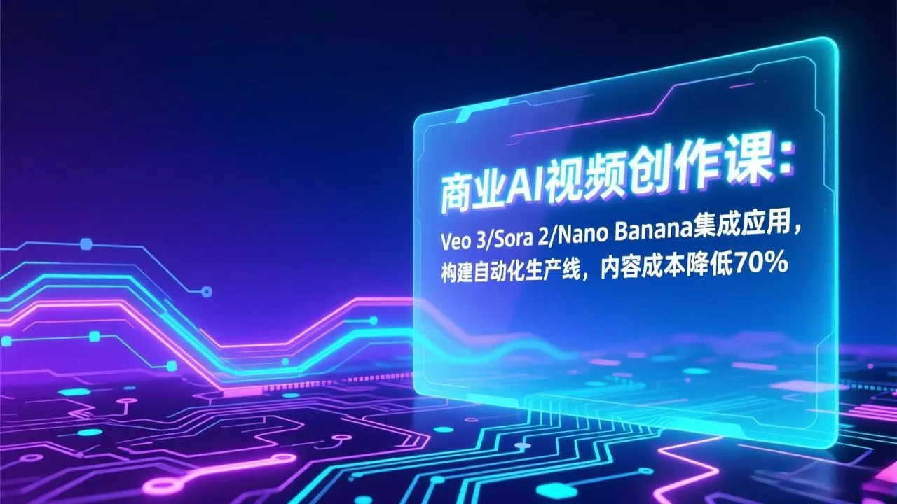商业AI视频创作课：Veo 3/Sora 2/Nano Banana集成应用，构建自动化生产线，内容成本降低70% - 网创在线