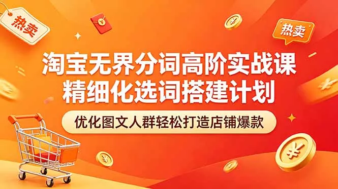 淘宝无界分词高阶实战课 精细化选词搭建计划 优化图文人群轻松打造店铺爆款 - 网创在线