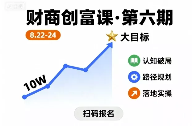 财商创富课第六期8月22-24号，如何从10W起步，一步步实现大目标 - 网创在线
