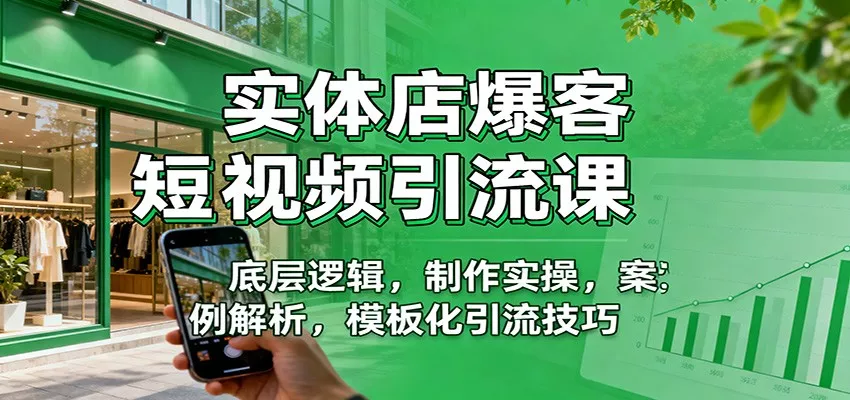 实体店爆客短视频引流课：底层逻辑，制作实操，案例解析，模板化引流技巧 - 网创在线
