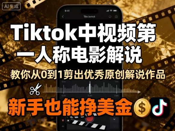 Tiktok中视频第一人称电影解说，教你从0到1剪出一个优秀的原创解说作品，新手也能挣美金 - 网创在线