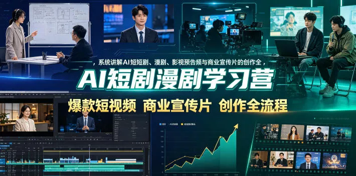 AI短剧漫剧学习营，系统讲解AI短剧、漫剧、影视预告片、爆款短视频与商业宣传片的创作全流程 - 网创在线