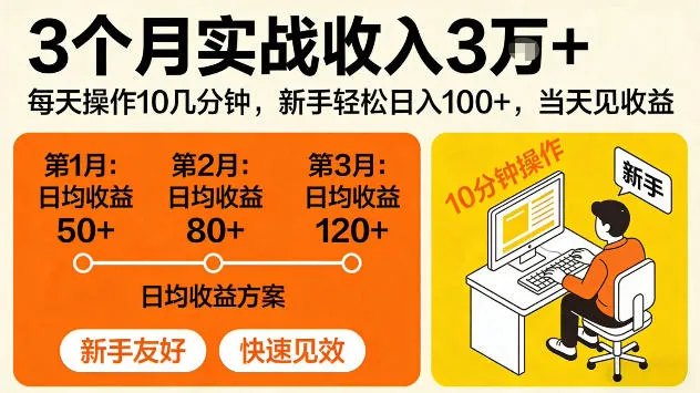 3个月实战收入3W＋，每天操作10几分钟，当天见收益【揭秘】 - 网创在线
