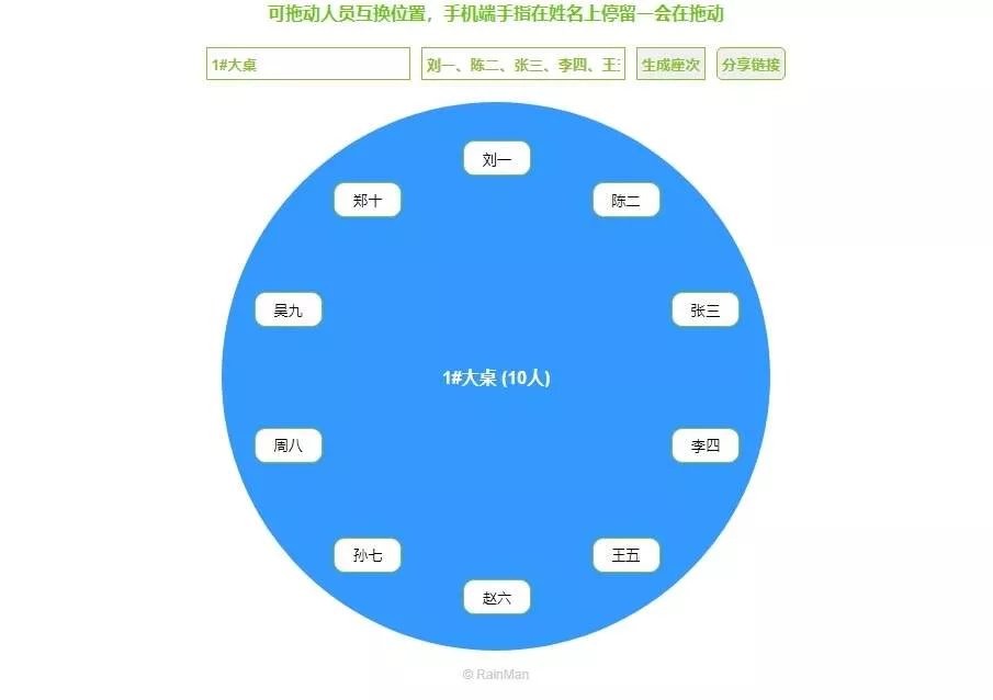 简单的html5用餐座次图生成器 - 网创在线